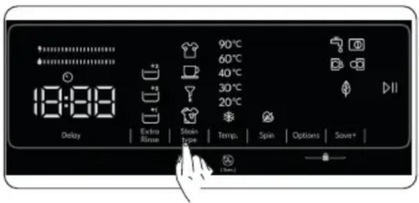 18:00 Delay Extra Rinse Stein Type 90°C 60°C 40°C 30°C 20°C Temp. Spin Options Save*