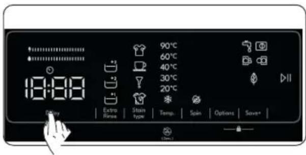 18:00 90°C 60°C 40°C 30°C 20°C Extra Rinse Stain type Temp. Spin Options Save*