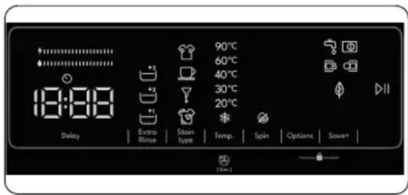 18:00 Delay Extra Knee Stain type 90°C 60°C 40°C 30°C 20°C Temp. Spin Options Save* Dim 1