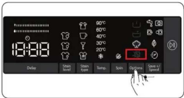 60°C 60°C 40°C 30°C 20°C 19:08 Delay Stain level Stain type Temp. Spin Options Save +/- Speed