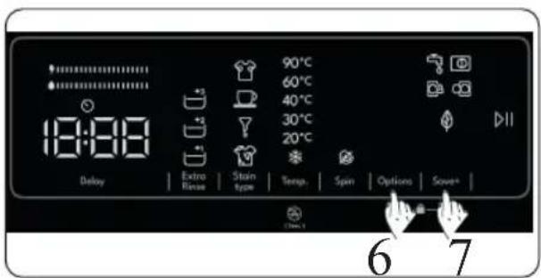 18:00 Delay Extra Noise Stain type 90°C 60°C 40°C 30°C 20°C Temp. Spin Options Save* 6 7