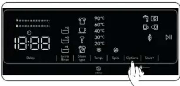18:00 Delay Extra Rinse Sloan type Temp. Spin Options Save+