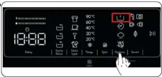 18:00 Delay 90°C 60°C 40°C 30°C 20°C Extra Rinse Scan type Temp. Spin Options Save+ Close+