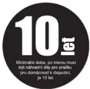 10 let Minimální doba, po kterou musí být náhradní díly pro pračku pro domácnost k dispozici, je 10 let.