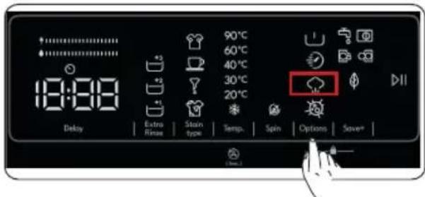 18:00 Delay Extra Rinse Stain type 90°C 60°C 40°C 30°C 20°C Spin Options Save*