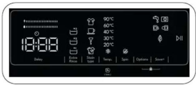 18:00 Delay Extra Rinse Stair type 90°C 60°C 40°C 30°C 20°C Spin Options Save*