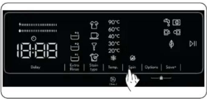 9:00 Delay Extra Rinse Stain type Temp. Spin Options Save+