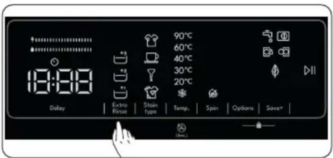 9:00 Delay Extra Rinse Stain type Temp. Spin Options Save*
