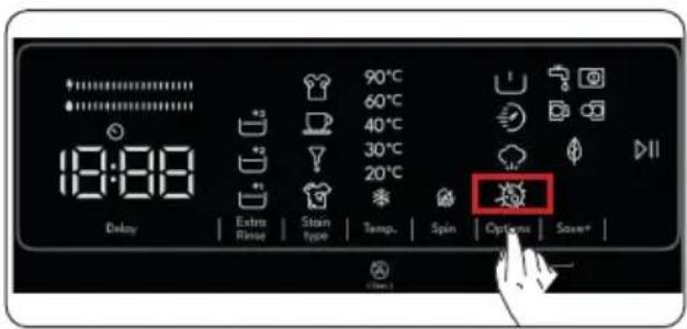 18:88 Delay Extra Rinse Stain type Temp. Spin Options Saver*