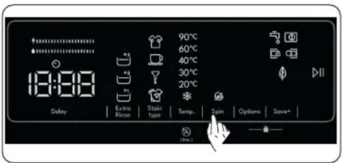 90°C 60°C 40°C 30°C 20°C Delay Extra Rinse Stain type Temp. Spin Options Save*
