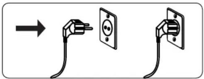 Diagram showing two electrical plug connections with a socket, indicating installation or disassembly process.