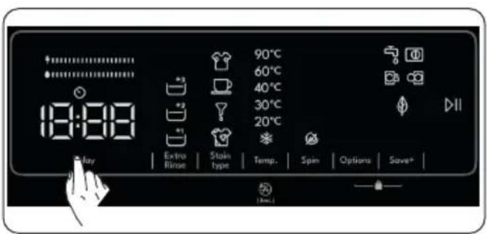 18:00 90°C 60°C 40°C 30°C 20°C Extra Rinse Stain type Temp. Spin Options Save*