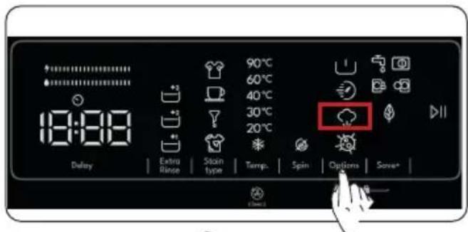 19:08 Delay Extra Rinse Stain type Temp. Spin Options Save*