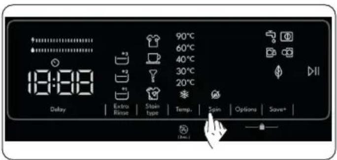 9:00 Delay Extra Rinse Stain type Temp. Spin Options Save*
