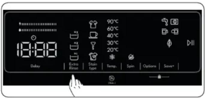 9:00 Delay Extra Rinse Stain type Temp. Spin Options Save*
