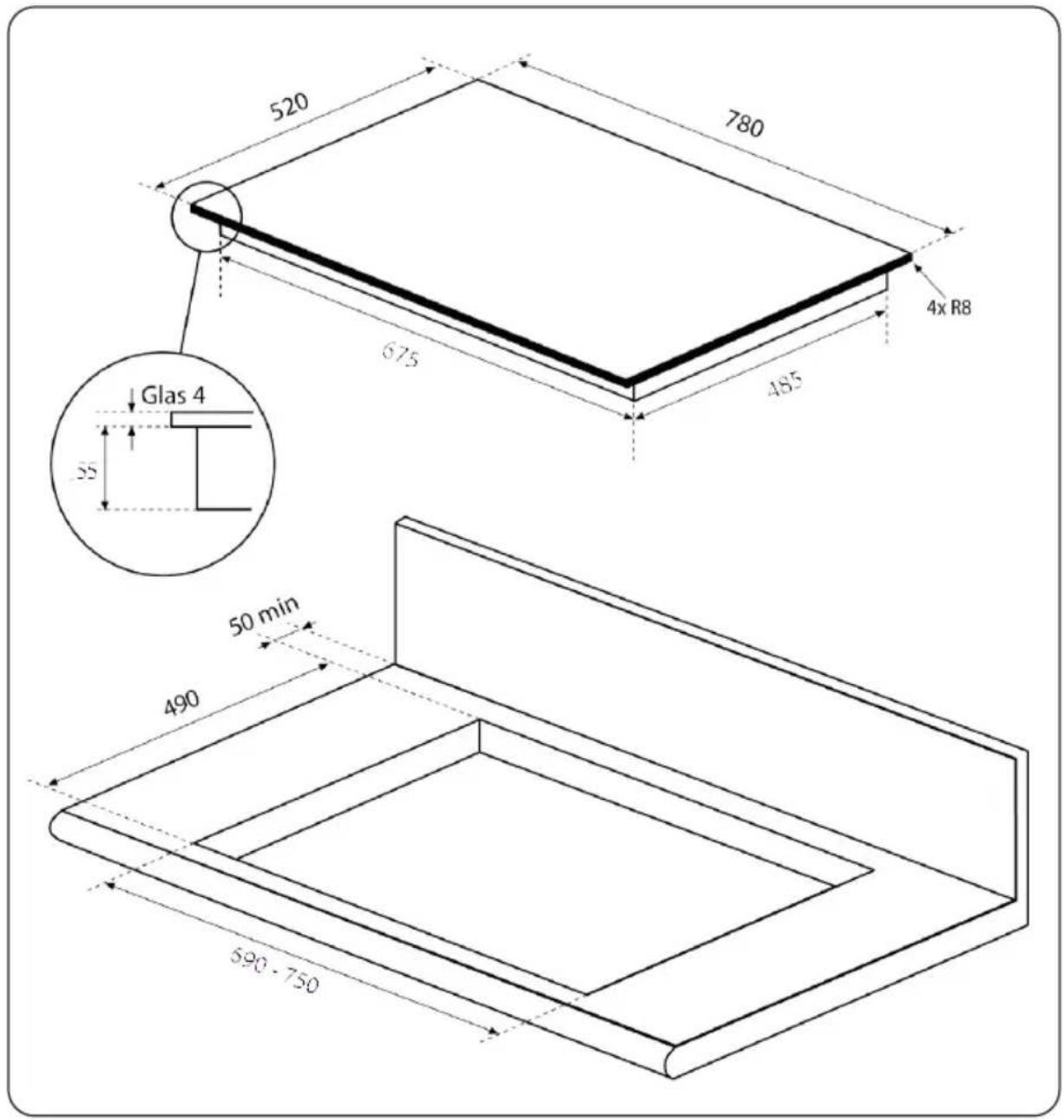 520 780 4x R8 675 485 Glas 4 35 50 min 490 590 - 750