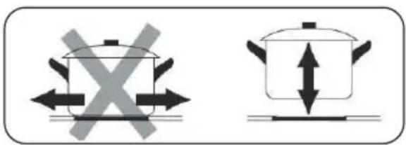 Diagram showing cooking pots with crossed arrows indicating opposing pressure, likely illustrating a cooking or heating concept.