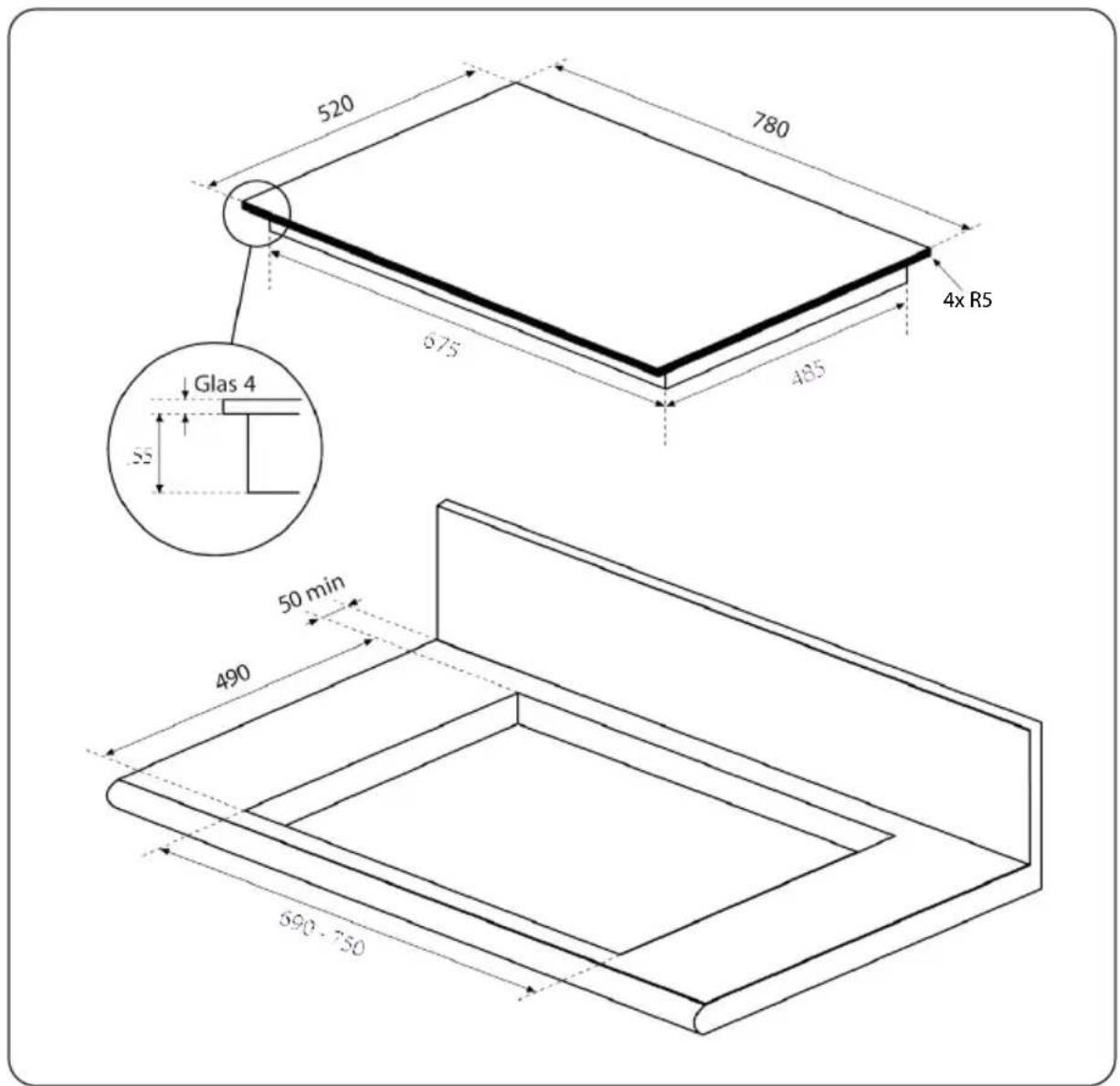 520 780 4x R5 675 485 Glas 4 55 50 min 490 590 - 750