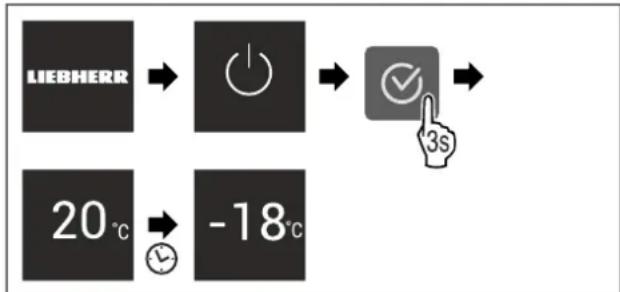 LIEBHERR GN 42Vd24 Plus - Zapněte spotřebič přes displej Touch: - 1