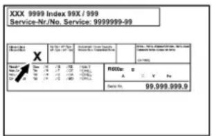 XXX 9999 Index 99X / 999 Service-Nr./No. Service: 9999999-99 R000e: n A V Pn Source No. 99.999.999.9