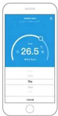 Balance Auto 26.5 °C Wind Auto Air Down Dry Heat Heat Cancel