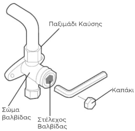 Παξιμάδι Καύσης Σώμα βαλβίδας Στέλεχος Βαλβίδας Καπάκι