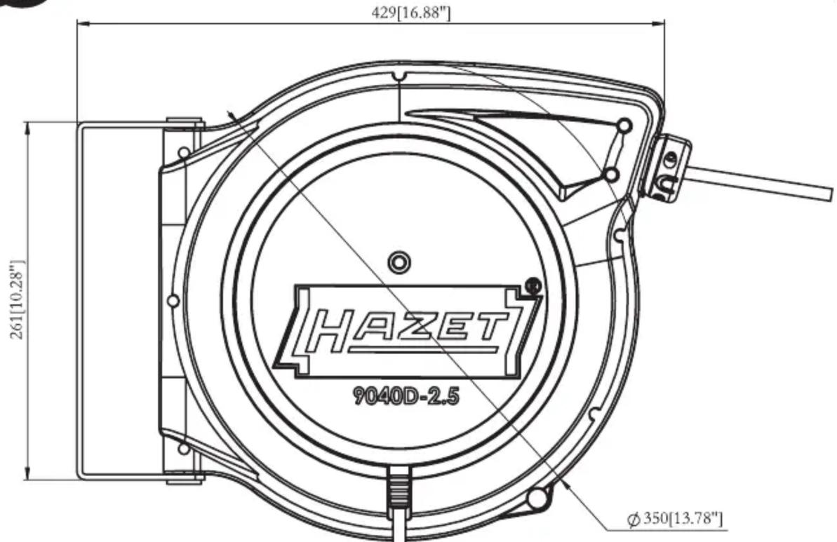 429[16.88"] 261[10.28"] HAZET 9040D-2.5 Ø 350[13.78"]