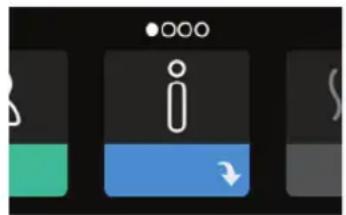 Mobile app icons including a 'i' symbol, navigation arrows, and a green square with a blue arrow