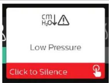 cm H₂O↓ Low Pressure Click to Silence