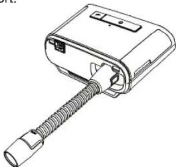 Technical line drawing of a mechanical device with a threaded connector (no text or symbols)