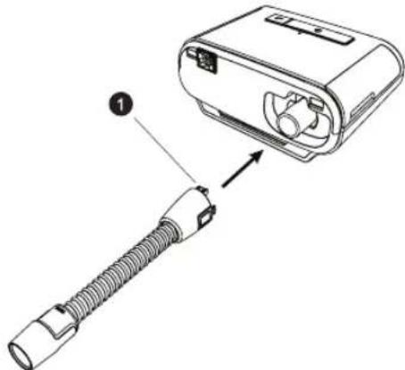 Technical diagram showing a device with labeled component 1 and directional arrow indicating assembly or operation.