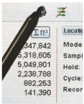 Σ ft³ 347,842 5,318,605 5,049,801 2,238,788 882,253 141,390 Location Mode: Sample: Hold: Cycle: Recor: