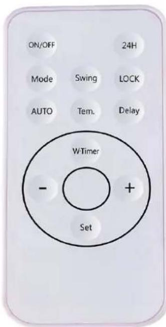 ON/OFF 24H Mode Swing LOCK AUTO Tem. Delay WTimer - + Set