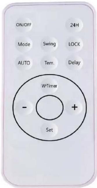 ON/OFF 24H Mode Swing LOCK AUTO Tem. Delay W-Timer - + Set