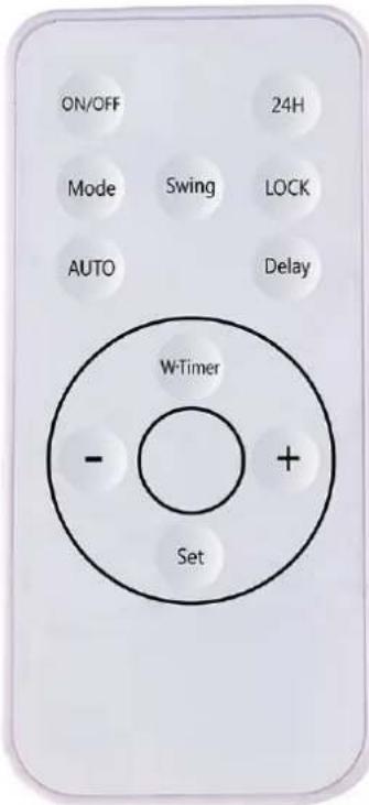 ON/OFF 24H Mode Swing LOCK AUTO Delay W-Timer - + Set