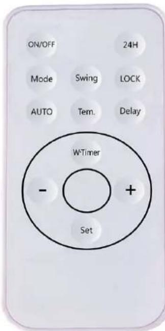 ON/OFF 24H Mode Swing LOCK AUTO Tem. Delay W-Timer - + Set