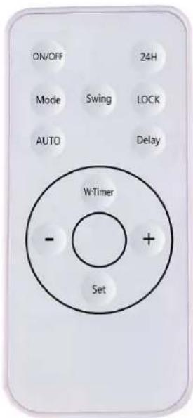 ON/OFF 24H Mode Swing LOCK AUTO Delay WTimer - + Set