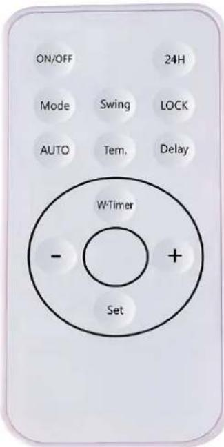 ON/OFF 24H Mode Swing LOCK AUTO Tem. Delay W-Timer - + Set