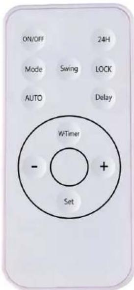 ON/OFF 24H Mode Swing LOCK AUTO Delay WTimer - + Set