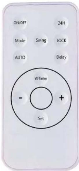 ON/OFF 24H Mode Swing LOCK AUTO Delay WTimer - + Set