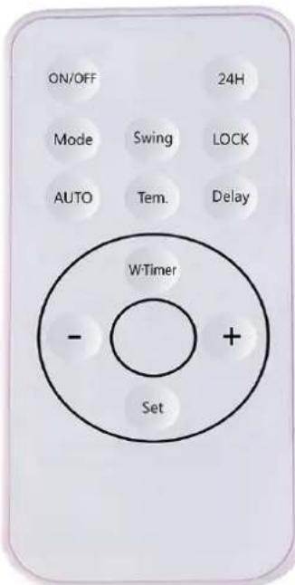 ON/OFF 24H Mode Swing LOCK AUTO Tem. Delay WTimer - + Set
