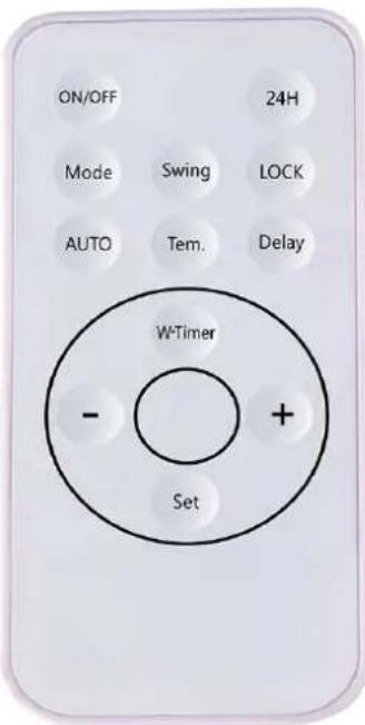 ON/OFF 24H Mode Swing LOCK AUTO Tem. Delay W-Timer - + Set
