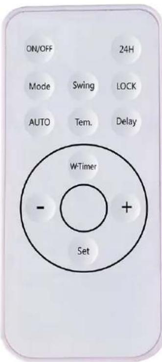 ON/OFF 24H Mode Swing LOCK AUTO Tem. Delay W-Timer - + Set