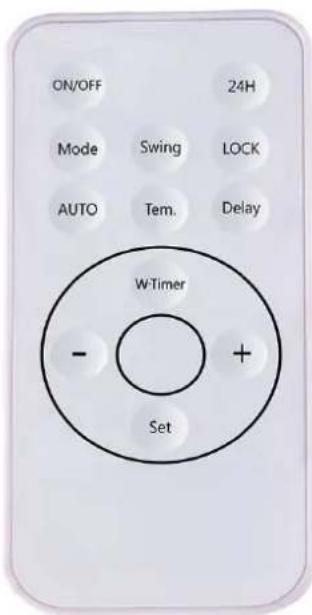 ON/OFF 24H Mode Swing LOCK AUTO Tem. Delay WTimer - + Set