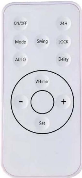 ON/OFF 24H Mode Swing LOCK AUTO Delay WTimer - + Set