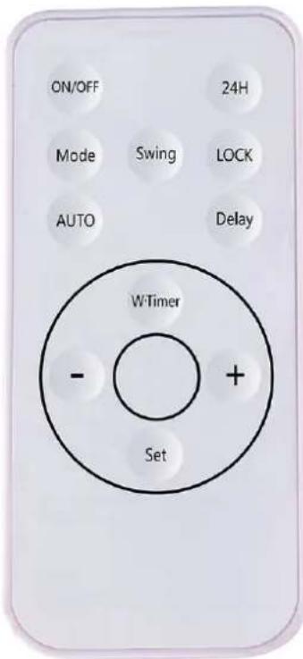 ON/OFF 24H Mode Swing LOCK AUTO Delay WTimer - + Set