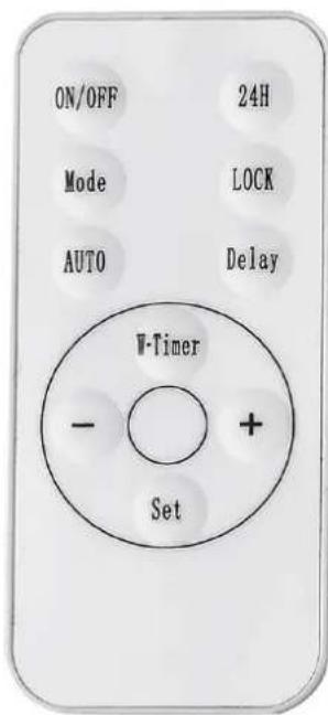 ON/OFF 24H Mode LOCK AUTO Delay V-Timer - + Set