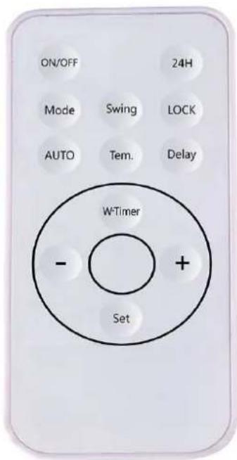 ON/OFF 24H Mode Swing LOCK AUTO Tem. Delay W-Timer - + Set