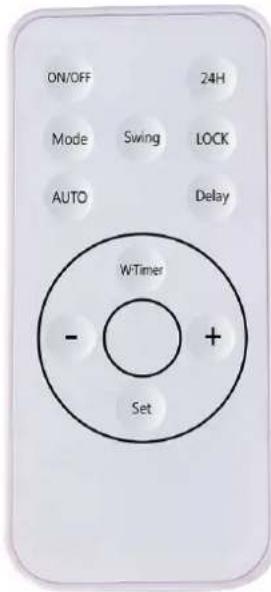 ON/OFF 24H Mode Swing LOCK AUTO Delay W-Timer - + Set