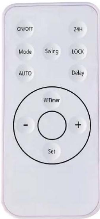 ON/OFF 24H Mode Swing LOCK AUTO Delay W:Timer - + Set